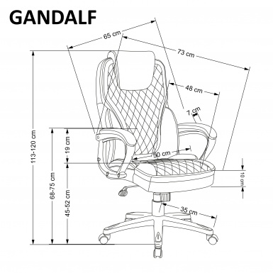 Design Plus Studio Kuchni & Salon Meblowy | GANDALF fotel gabinetowy czarny / popielaty (1p1szt) | 2010001194941