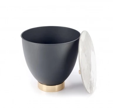 Design Plus Studio Kuchni & Salon Meblowy | CECILIA_S ława biały marmur / popielaty / złoty (2p1szt) | 2010001196020