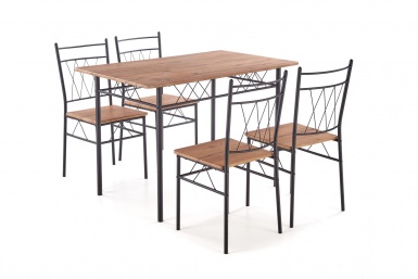 Design Plus Studio Kuchni & Salon Meblowy | FAUST 3 zestaw stół + 4 krzesła dąb naturalny / czarny (1p1kpl) | 5905248134720