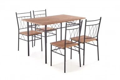 Design Plus Studio Kuchni & Salon Meblowy | FAUST 3 zestaw stół + 4 krzesła dąb naturalny / czarny (1p1kpl) | 5905248134720
