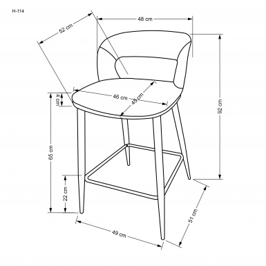 Design Plus Studio Kuchni & Salon Meblowy | H114 hoker popielaty / orzechowy (1p2szt) | 2010001196266