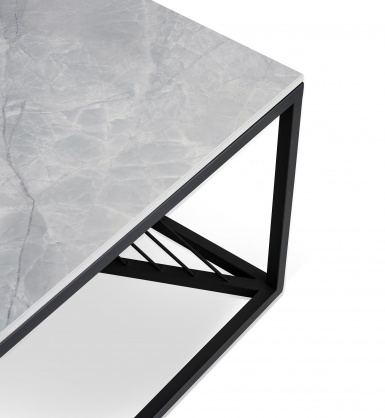 Design Plus Studio Kuchni & Salon Meblowy | INFINITY 2 ława, popielaty marmur / czarny (2p1szt) | 2010001188674