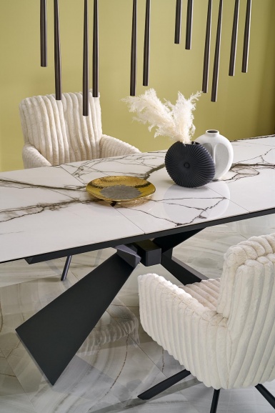 Design Plus Studio Kuchni & Salon Meblowy | LUCIANO stół rozkładany, blat: biały marmur (2p1szt) | 5905248134591