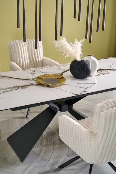 Design Plus Studio Kuchni & Salon Meblowy | LUCIANO stół rozkładany, blat: biały marmur (2p1szt) | 5905248134591