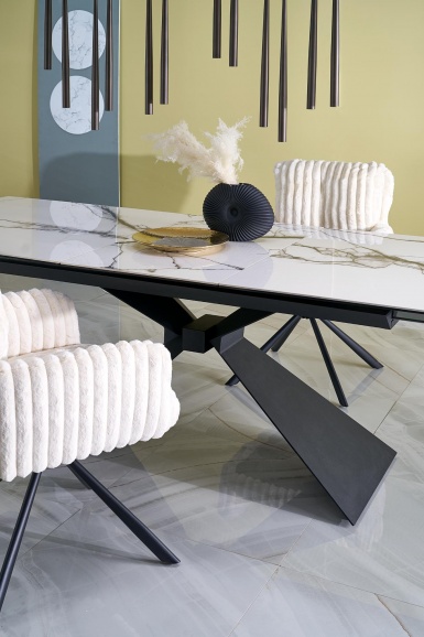 Design Plus Studio Kuchni & Salon Meblowy | LUCIANO stół rozkładany, blat: biały marmur (2p1szt) | 5905248134591