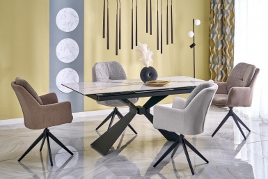 Design Plus Studio Kuchni & Salon Meblowy | LUCIANO stół rozkładany, blat: biały marmur (2p1szt) | 5905248134591