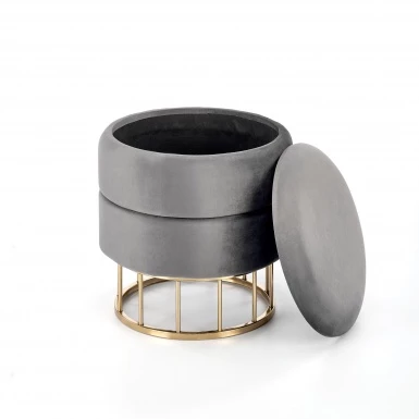 Design Plus Studio Kuchni & Salon Meblowy | MINTY pufa popielaty / złoty (1p1szt) | 2010001176152