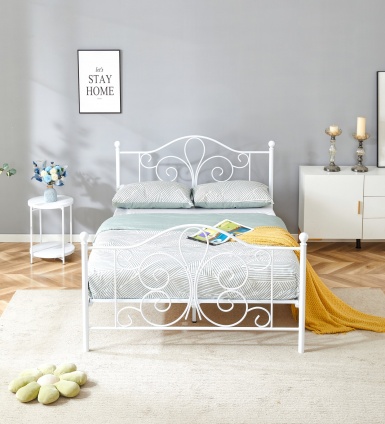 Design Plus Studio Kuchni & Salon Meblowy | PANAMA 140 cm łóżko metalowe biały (2p1szt) | 5905248136175