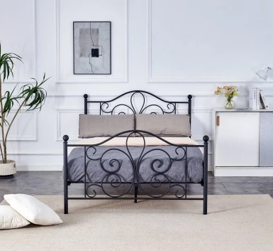 Design Plus Studio Kuchni & Salon Meblowy | PANAMA 140 cm łóżko metalowe czarny (2p1szt) | 5905248136182