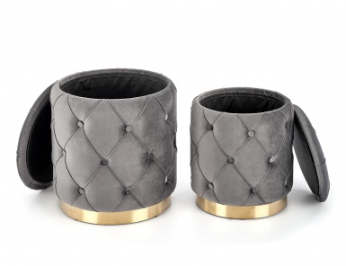 Design Plus Studio Kuchni & Salon Meblowy | POLLY zestaw 2 puf, popiel (1p1kpl) | 2010001176091