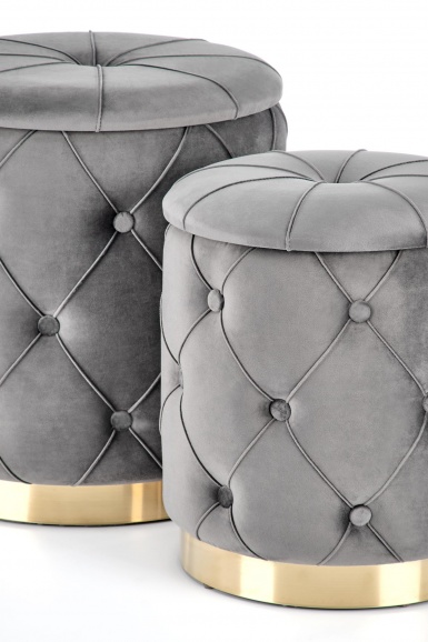 Design Plus Studio Kuchni & Salon Meblowy | POLLY zestaw 2 puf, popiel (1p1kpl) | 2010001176091