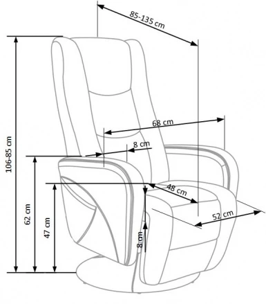 Design Plus Studio Kuchni & Salon Meblowy | PULSAR recliner z funkcją masażu czarny | 2010001149118