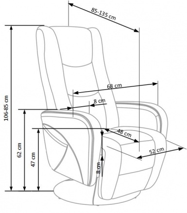 Design Plus Studio Kuchni & Salon Meblowy | PULSAR recliner z funkcją masażu popielaty | 2010001158103