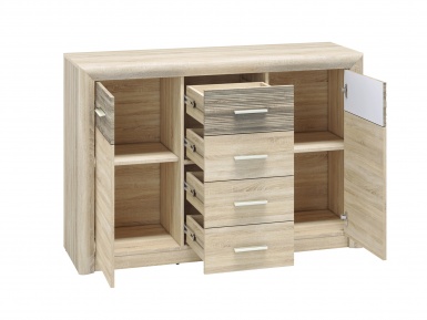 Design Plus Studio Kuchni & Salon Meblowy | CASTEL 09 sonoma jasna/MDF sonoma trufel - komoda | 