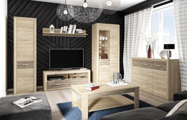 Design Plus Studio Kuchni & Salon Meblowy | CASTEL 06/S sonoma jasna/MDF sonoma trufel - komoda | 