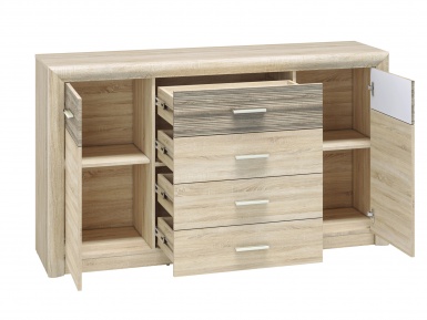 Design Plus Studio Kuchni & Salon Meblowy | CASTEL 08 sonoma jasna/MDF sonoma trufel - komoda | 
