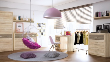 Design Plus Studio Kuchni & Salon Meblowy | CASTEL 08 sonoma jasna/MDF sonoma trufel - komoda | 