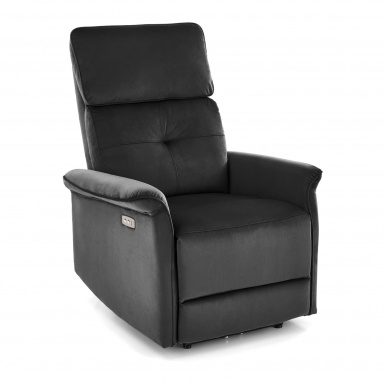 Design Plus Studio Kuchni & Salon Meblowy | SEMIR fotel z funkcja elektrycznego rozkładania / gniazdo USB, czarny (2p1szt) | 2010001201809