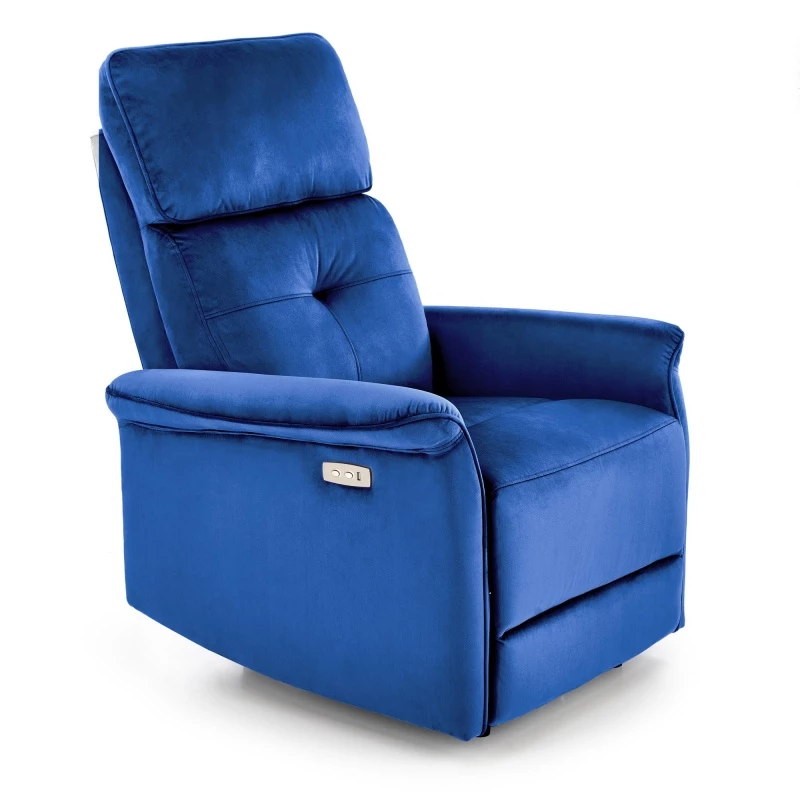 Design Plus Studio Kuchni & Salon Meblowy | SEMIR fotel z funkcja elektrycznego rozkładania / gniazdo USB, granatowy (2p1szt) | 2010001201823