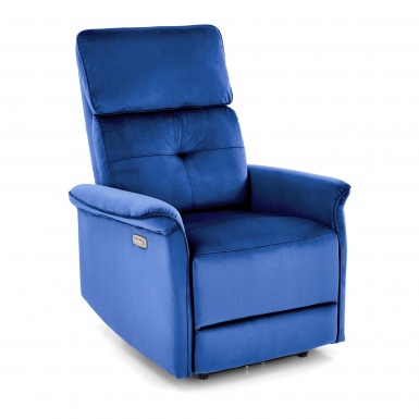 Design Plus Studio Kuchni & Salon Meblowy | SEMIR fotel z funkcja elektrycznego rozkładania / gniazdo USB, granatowy (2p1szt) | 2010001201823