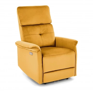 Design Plus Studio Kuchni & Salon Meblowy | SEMIR fotel z funkcja elektrycznego rozkładania / gniazdo USB, musztardowy (2p1szt) | 2010001201830