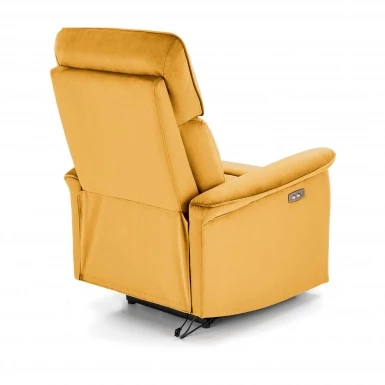 Design Plus Studio Kuchni & Salon Meblowy | SEMIR fotel z funkcja elektrycznego rozkładania / gniazdo USB, musztardowy (2p1szt) | 2010001201830