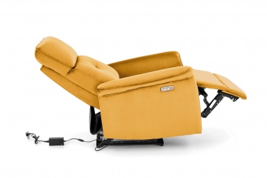 Design Plus Studio Kuchni & Salon Meblowy | SEMIR fotel z funkcja elektrycznego rozkładania / gniazdo USB, musztardowy (2p1szt) | 2010001201830
