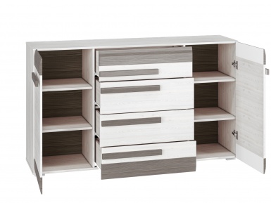 Design Plus Studio Kuchni & Salon Meblowy | BLANCO 06 sosna śnieżna/MDF new grey - komoda | 
