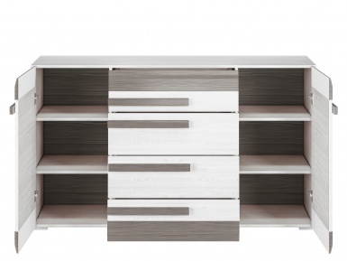 Design Plus Studio Kuchni & Salon Meblowy | BLANCO 06 sosna śnieżna/MDF new grey - komoda | 