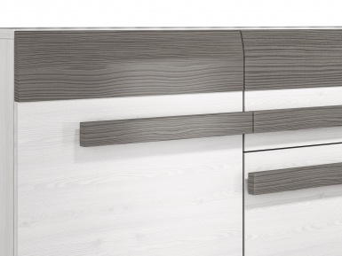 Design Plus Studio Kuchni & Salon Meblowy | BLANCO 06 sosna śnieżna/MDF new grey - komoda | 