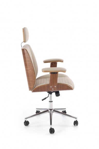 Design Plus Studio Kuchni & Salon Meblowy | TIMBER fotel gabinetowy orzechowy/beżowy | 5905248135444