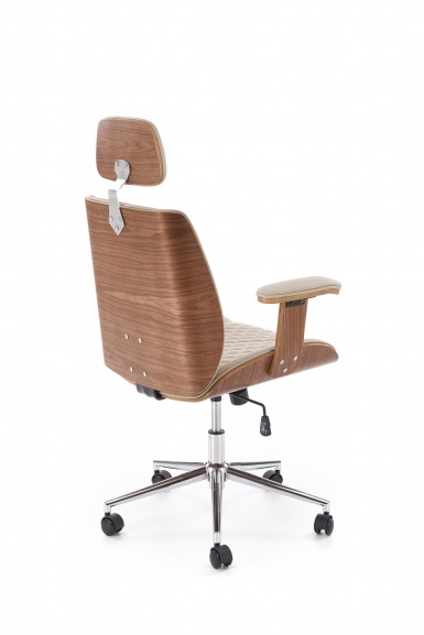 Design Plus Studio Kuchni & Salon Meblowy | TIMBER fotel gabinetowy orzechowy/beżowy | 5905248135444
