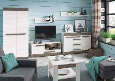Design Plus Studio Kuchni & Salon Meblowy | BLANCO 11 sosna śnieżna/MDF new grey - biurko | 