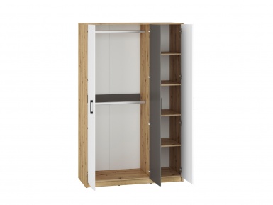 Design Plus Studio Kuchni & Salon Meblowy | FINI 02 korpus dąb artisan/front biały/wstawka antracyt - szafa | 