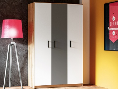 Design Plus Studio Kuchni & Salon Meblowy | FINI 02 korpus dąb artisan/front biały/wstawka antracyt - szafa | 