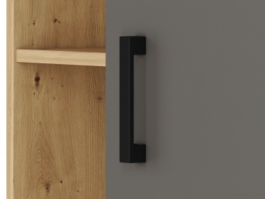 Design Plus Studio Kuchni & Salon Meblowy | FINI 03 korpus dąb artisan/front biały/wstawka antracyt - regał | 