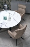 Design Plus Studio Kuchni & Salon Meblowy | VERTIGO stół rozkładany, blat - biały marmur, nogi - czarny (2p1szt) | 5905248134621