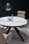 Design Plus Studio Kuchni & Salon Meblowy | VERTIGO stół rozkładany, blat - biały marmur, nogi - czarny (2p1szt) | 5905248134621