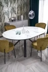 Design Plus Studio Kuchni & Salon Meblowy | VERTIGO stół rozkładany, blat - biały marmur, nogi - czarny (2p1szt) | 5905248134621