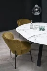 Design Plus Studio Kuchni & Salon Meblowy | VERTIGO stół rozkładany, blat - biały marmur, nogi - czarny (2p1szt) | 5905248134621