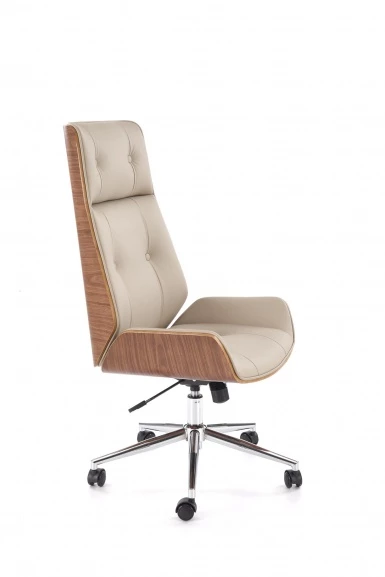 Design Plus Studio Kuchni & Salon Meblowy | WEBSTER fotel gabinetowy orzechowy/beżowy | 5905248135468