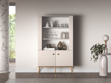 Design Plus Studio Kuchni & Salon Meblowy | Selgin 02 cashmere - witryna 4D | 