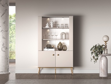 Design Plus Studio Kuchni & Salon Meblowy | Selgin 02 cashmere - witryna 4D | 