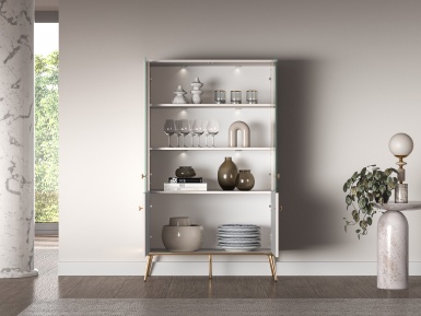 Design Plus Studio Kuchni & Salon Meblowy | Selgin 02 cashmere - witryna 4D | 