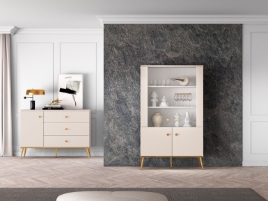Design Plus Studio Kuchni & Salon Meblowy | Selgin 02 cashmere - witryna 4D | 