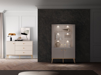 Design Plus Studio Kuchni & Salon Meblowy | Selgin 02 cashmere - witryna 4D | 