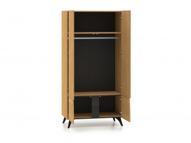 Design Plus Studio Kuchni & Salon Meblowy | Toscania 01 Dąb Baltic Dune/Jesion Prestige Czarny - Szafa 4D | 