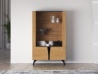 Design Plus Studio Kuchni & Salon Meblowy | Toscania 03 Dąb Baltic Dune/Jesion Prestige Czarny - witryna 2W2D | 