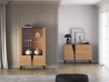 Design Plus Studio Kuchni & Salon Meblowy | Toscania 03 Dąb Baltic Dune/Jesion Prestige Czarny - witryna 2W2D | 