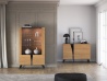 Design Plus Studio Kuchni & Salon Meblowy | Toscania 03 Dąb Baltic Dune/Jesion Prestige Czarny - witryna 2W2D | 